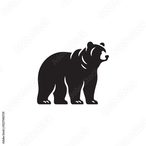 **"Powerful Grizzly Bear Vector Silhouette: Massive Wild Bear Design Featuring Strong Build, Intimidating Stance, and Natural Majesty in Clean, Minimalist Style for Crafts and Digital Art"**
