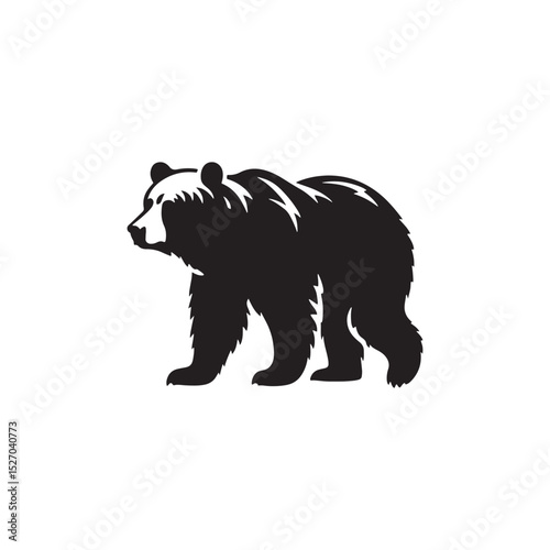 **"Powerful Grizzly Bear Vector Silhouette: Massive Wild Bear Design Featuring Strong Build, Intimidating Stance, and Natural Majesty in Clean, Minimalist Style for Crafts and Digital Art"**
