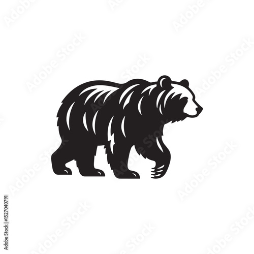 **"Powerful Grizzly Bear Vector Silhouette: Massive Wild Bear Design Featuring Strong Build, Intimidating Stance, and Natural Majesty in Clean, Minimalist Style for Crafts and Digital Art"**
