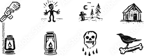 Quirky zombie and horror themed sketches for creative design projects