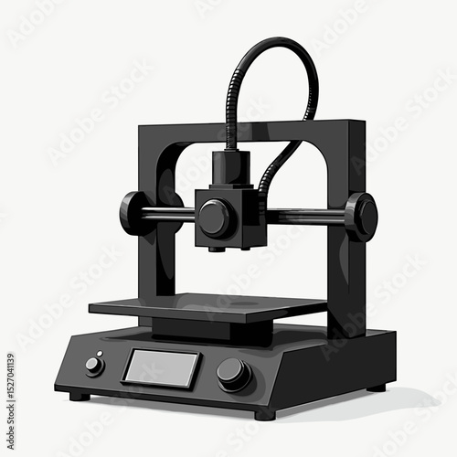 3D printer in minimalist design with black finish and control panel  