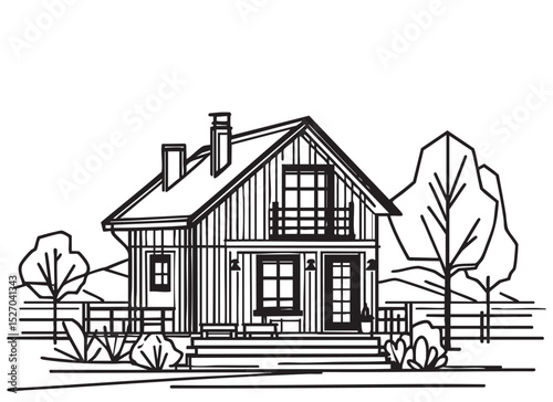 Abstract sketch cottage house sketch