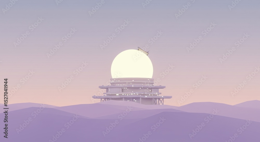Obraz premium Glowing Lunar Observatory Illustration