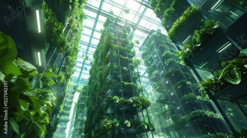 vertical farming technology concept in high-rise glass building