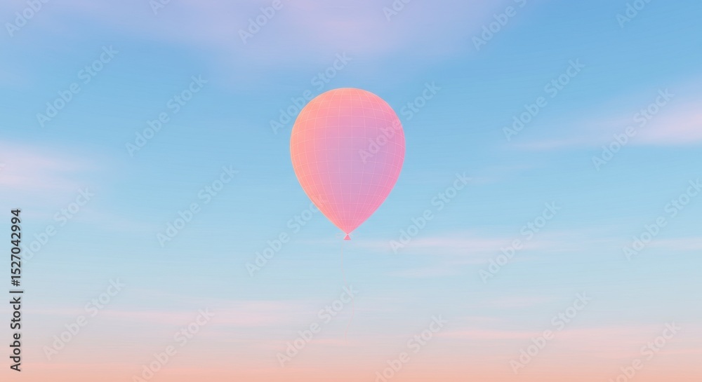 Fototapeta premium Surreal Balloon Floating in Peach and Baby Blue Sky