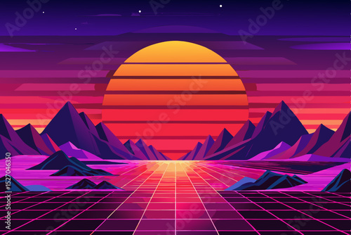Sunrise over the majestic mountain landscape with a space station gracing the night sky, perfect for summer travel and camping
