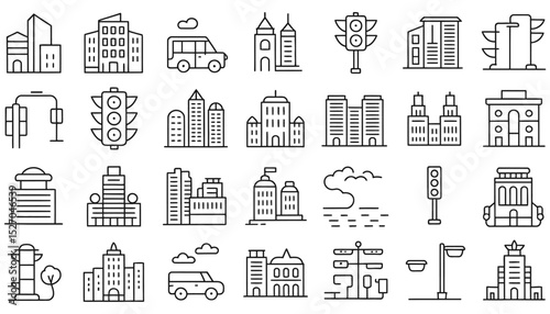 London city symbols and landmarks illustration set for urban design