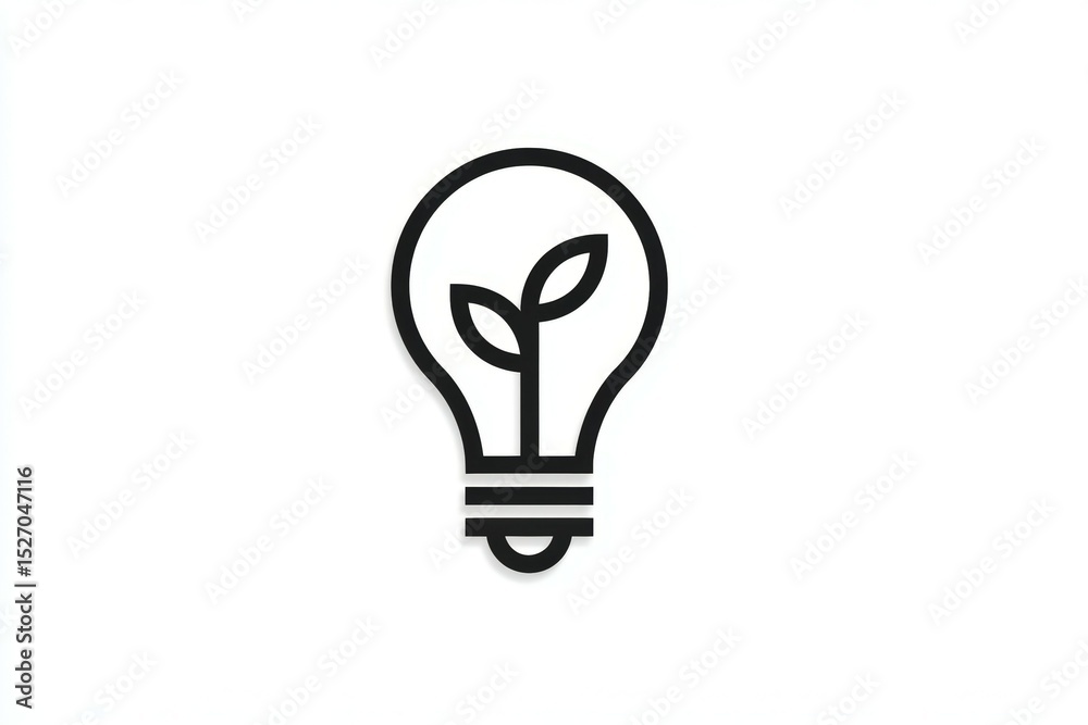 Minimalist light bulb with plant icon symbolizing eco-friendly innovation Minimalist light bulb with plant icon symbolizing eco-friendly innovation