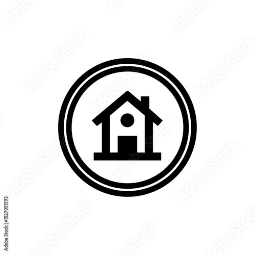 Vector icon of a coin with a small building or house symbol in the center. Minimalist financial logo representing savings, real estate, or investment.



