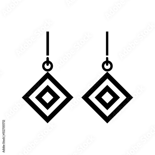 Minimalist vector logo of geometric earrings with diamond shapes.

