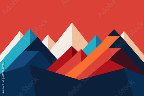 Abstract geometric vector illustration of a mountain landscape with seamless pattern design