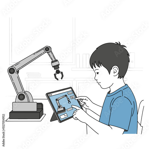 Kid learning robotics in classroom