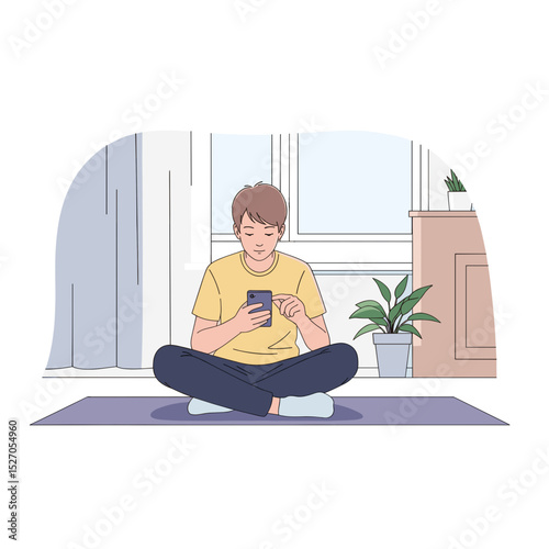 Teen mindfulness - whisk flat vector illustration