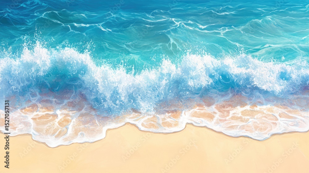 Obraz premium white clear ocean waves breaking over white clean turquoise emerald color water and sandy white sea beach in the evening sunset. 