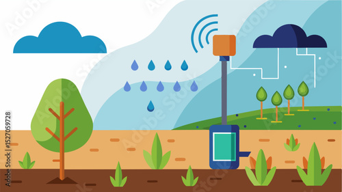 An illustration showcasing the durability and longevity of realtime soil moisture sensors designed to withstand harsh weather conditions and provide accurate data for years.. Vector illustration