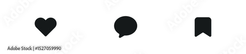 Love like icon. Speech bubble comment icon. Bookmark save icon - Web icons set