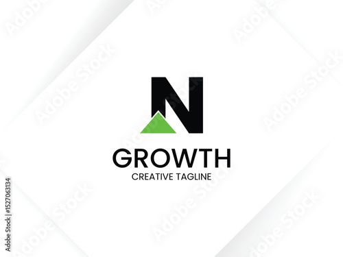 Simple and minimalist monogram letter N growth logo. Initial N with arrow up for invest and finance logo