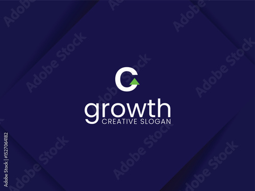 Simple and minimalist monogram letter C lowercase growth logo. Initial C with arrow up for invest and finance logo