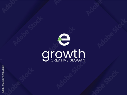 Simple and minimalist monogram letter E lowercase growth logo. Initial E with arrow up for invest and finance logo