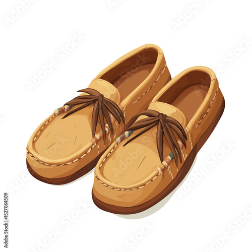 Moccasins vector 2D flat illustration, isolated on a white background.