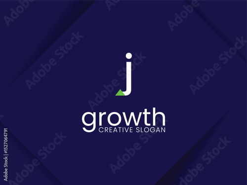 Simple and minimalist monogram letter J lowercase growth logo. Initial J with arrow up for invest and finance logo