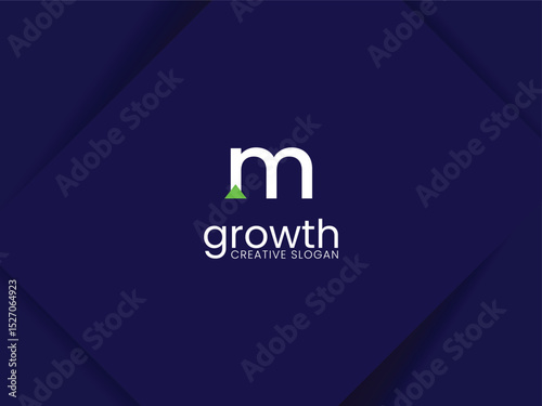 Simple and minimalist monogram letter M lowercase growth logo. Initial M with arrow up for invest and finance logo