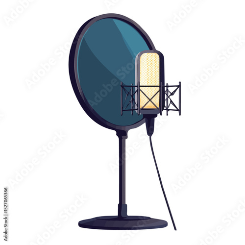 2D flat vector illustration of Microphone Isolation Shield, isolated on a white background.