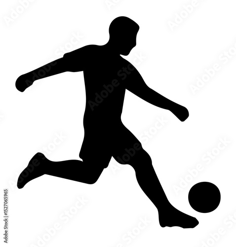 Silhouette of soccer player kicking ball, capturing dynamic motion and energy