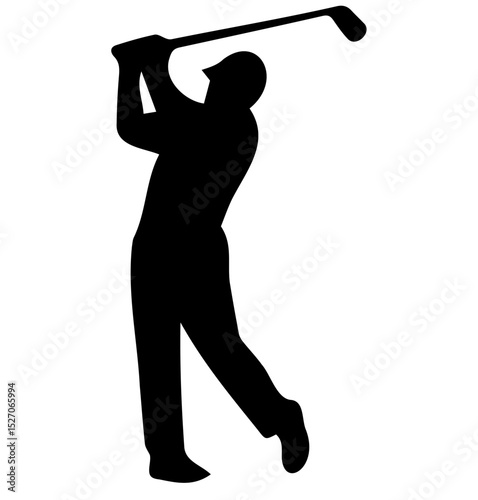 Silhouette of golfer swinging club, capturing essence of sport
