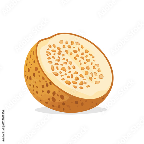 2D flat vector illustration of Longan Slice, isolated on a white background.