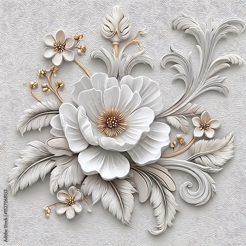 Decorative flower relief artwork with layered composition high resolution photo