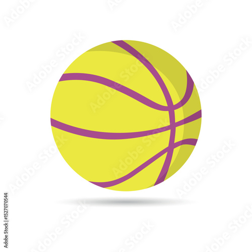 Basketball ball isolated on white background. Simple round logo. Basketball banner, poster template. Vector illustration.