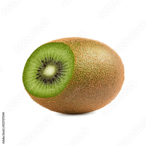 2D flat Kiwi Close Up illustration vector, isolated on a white background.