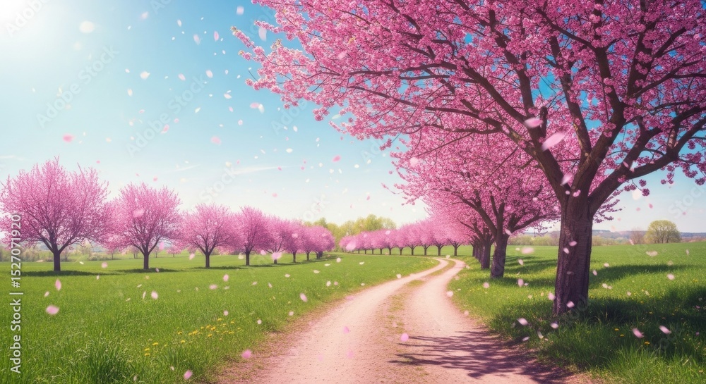 Obraz premium Spring Cherry Blossom Tunnel in Full Bloom