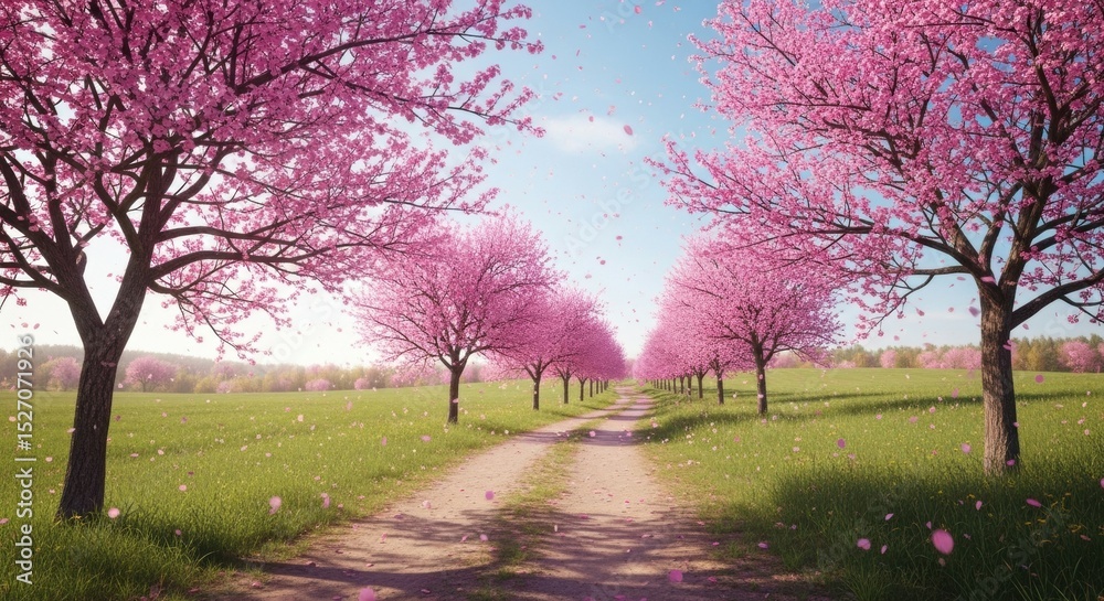 Obraz premium Spring Cherry Blossom Tunnel in Full Bloom