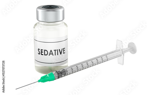 Obraz na plátně Sedative vial with syringe, 3D rendering isolated on transparent background