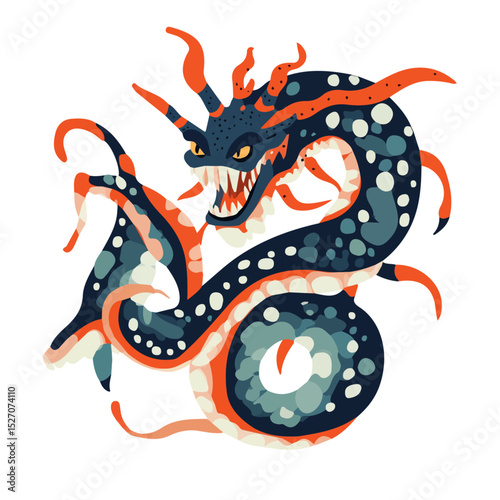 Hydra illustration vector 2D flat, isolated on a white background.