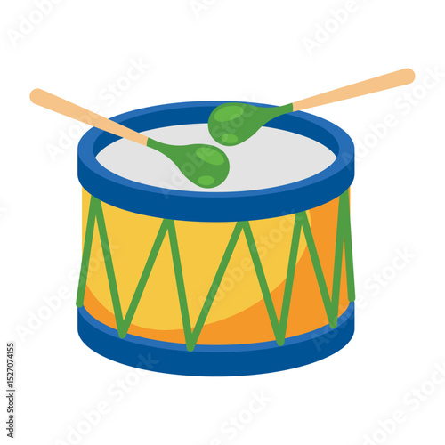 Vector Illustration of a Drum with Drumsticks