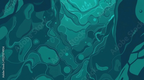 Abstract Teal Swirl Pattern with Organic Forms and Subtle Luminescence