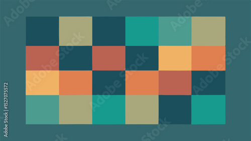 Abstract geometric composition with colorful squares on a transparent background