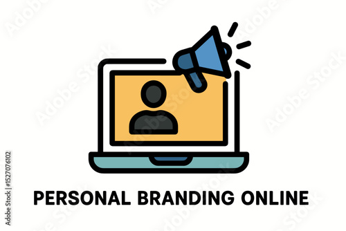 Online personal branding concept with laptop and communication icon  