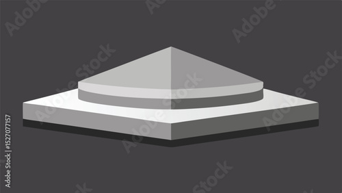 Abstract isometric three dimensional grey geometric shape architecture isolated on white background