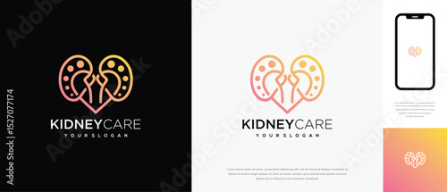 Kidney love logo design. Kidney internal organ logo design vector icon