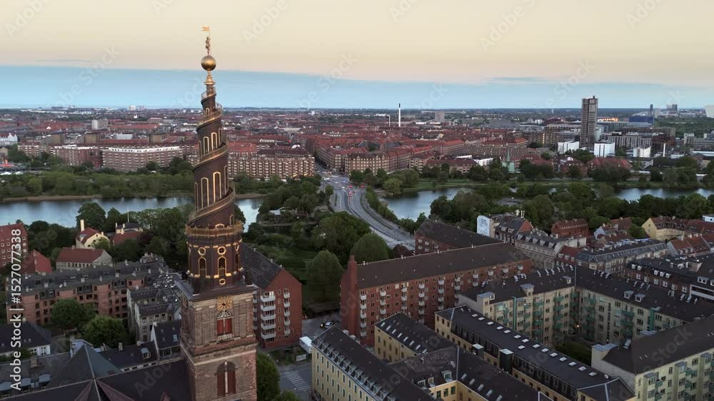 Aerial view of the historic Church of Our Saviour in the Christianshavn district of Copenhagen, Denmark. Aerial view of the historic Church of Our Saviour in the Christianshavn district of Copenhagen, Denmark.