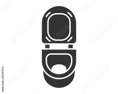 Minimalist icon of an open toilet. Symbolizes sanitation, hygiene, or bathroom facilities. Suitable for apps, web design, and informational graphics about public health.