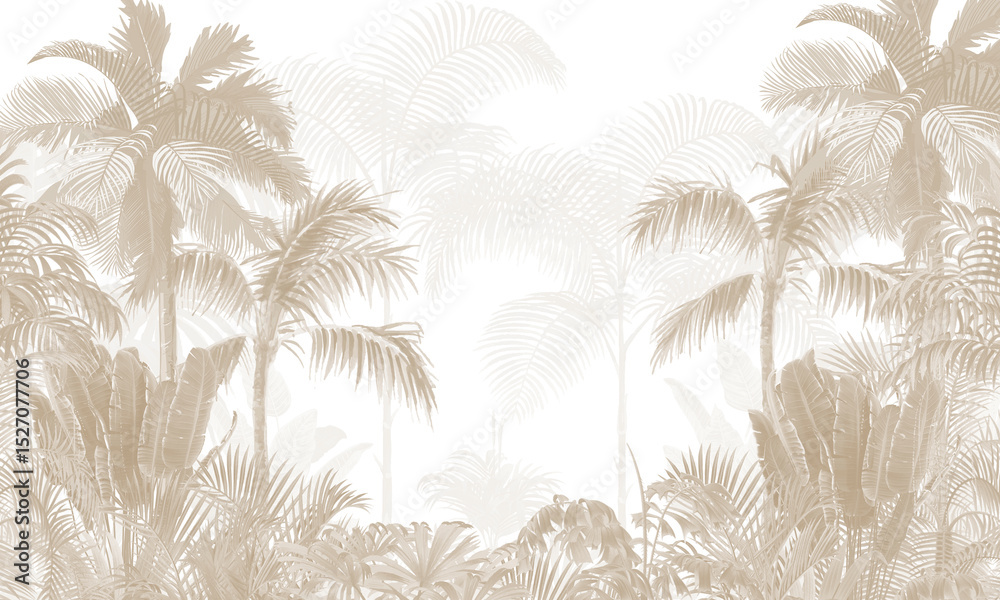 custom made wallpaper toronto digitalAged Coastal Wall Mural: Faded Brown Palm Trees & Pastel Sky Scenery