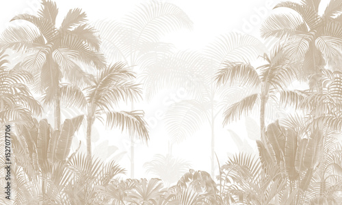 Wallpaper Mural Aged Coastal Wall Mural: Faded Brown Palm Trees & Pastel Sky Scenery Torontodigital.ca