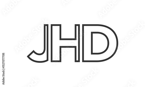 JHD logo design template with strong and modern bold text. Initial based vector logotype featuring simple and minimal typography. Trendy company identity.