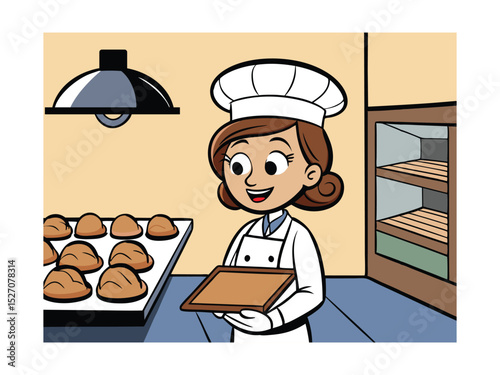  woman worker in food safety uniform monitoring fre