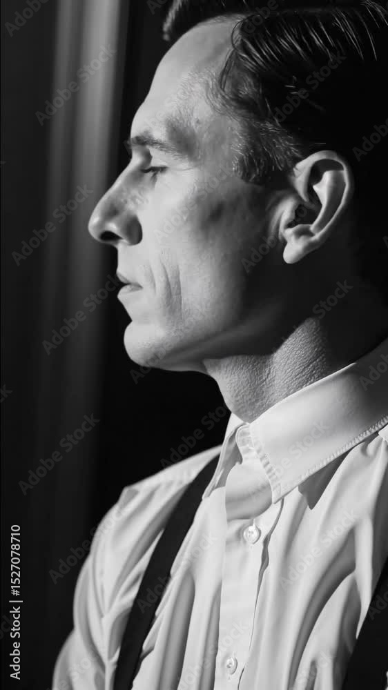 Portrait masculin rétro pensif
